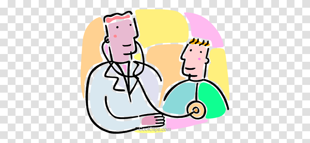 Doctor Listening To Heart Beat Royalty Free Vector Clip Art, Drawing, Doodle, Crowd Transparent Png