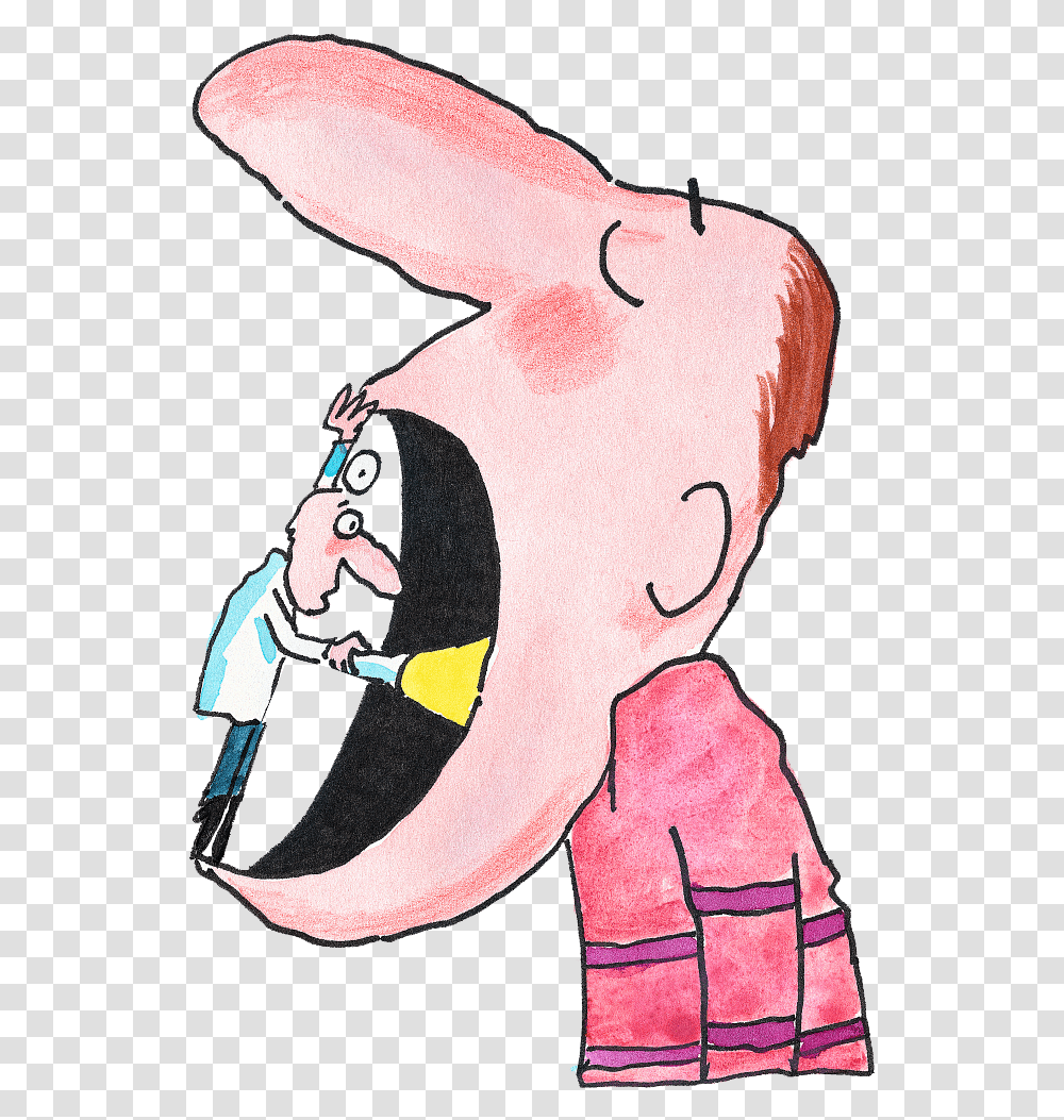 Doctor Looks In Mouth Cartoon, Person, Pillow, Cushion, People Transparent Png