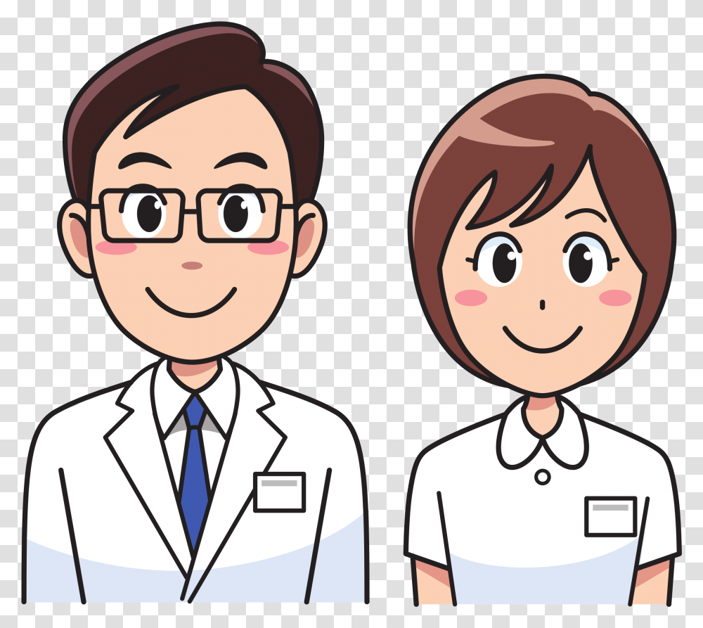 Doctor Male And Female Clipart Physician Nursing Doctor And Nurse Clipart, Person, Lab Coat, Face Transparent Png