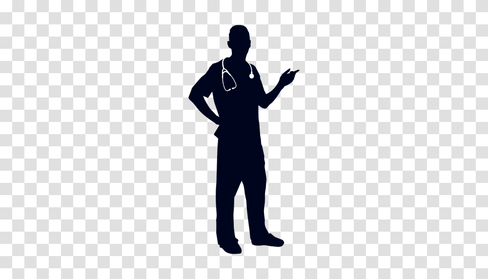 Doctor Pointing Silhouette, Sleeve, Standing, Person Transparent Png