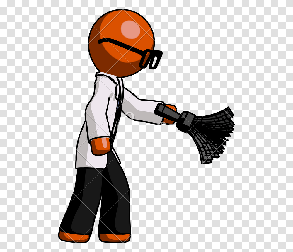 Doctor Scientist Man Dusting With Feather Duster Downward, Machine, Gas Station, Pump, Gas Pump Transparent Png