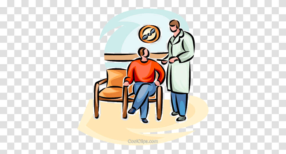 Doctor Talking To A Patient Royalty Free Vector Clip Art, Person, Human, Chair, Furniture Transparent Png