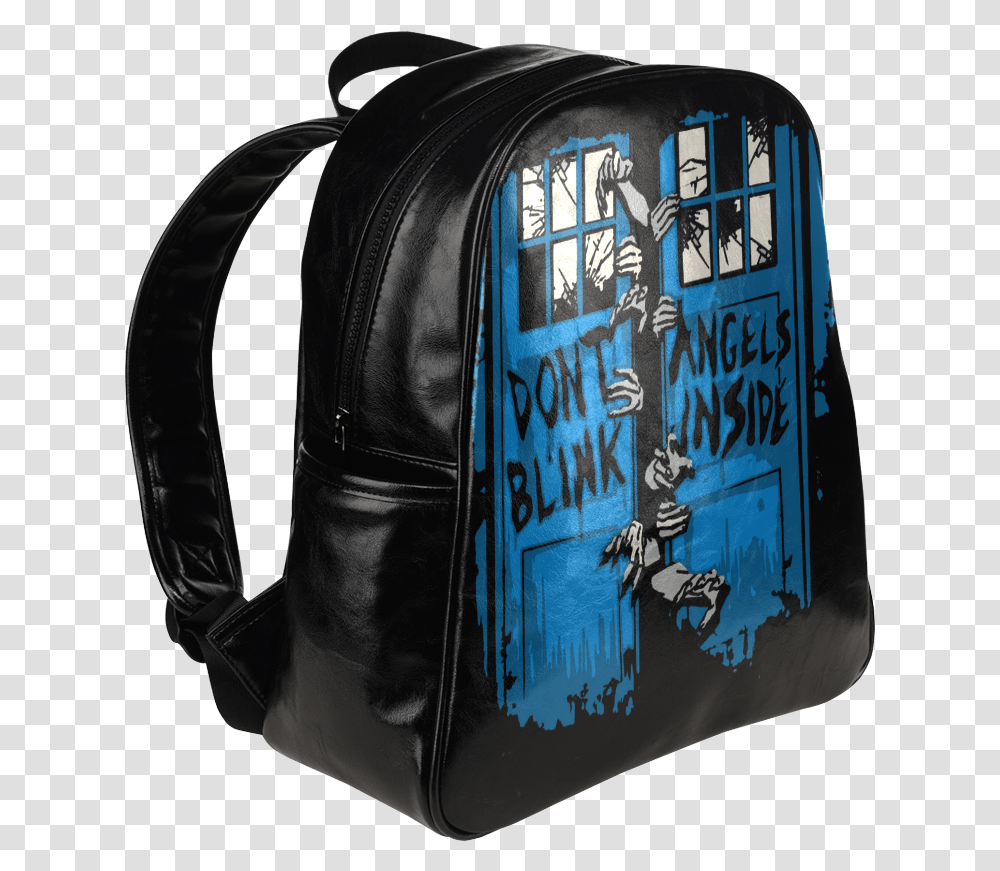 Doctor Who Weeping Angels Print Leather Backpack Casual, Bag Transparent Png