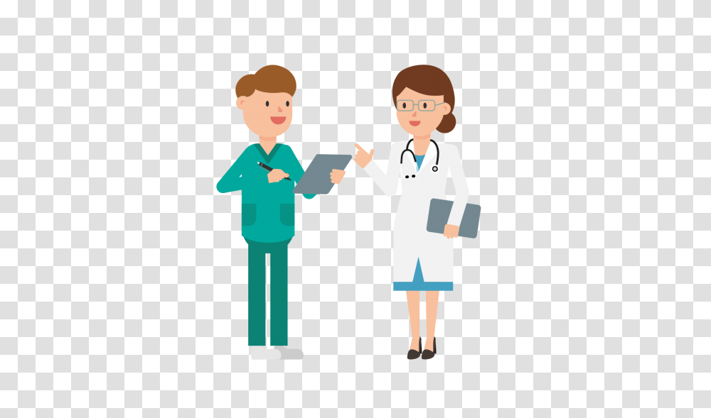 Doctor With Nurse Cartoon, Person, Human, Apparel Transparent Png