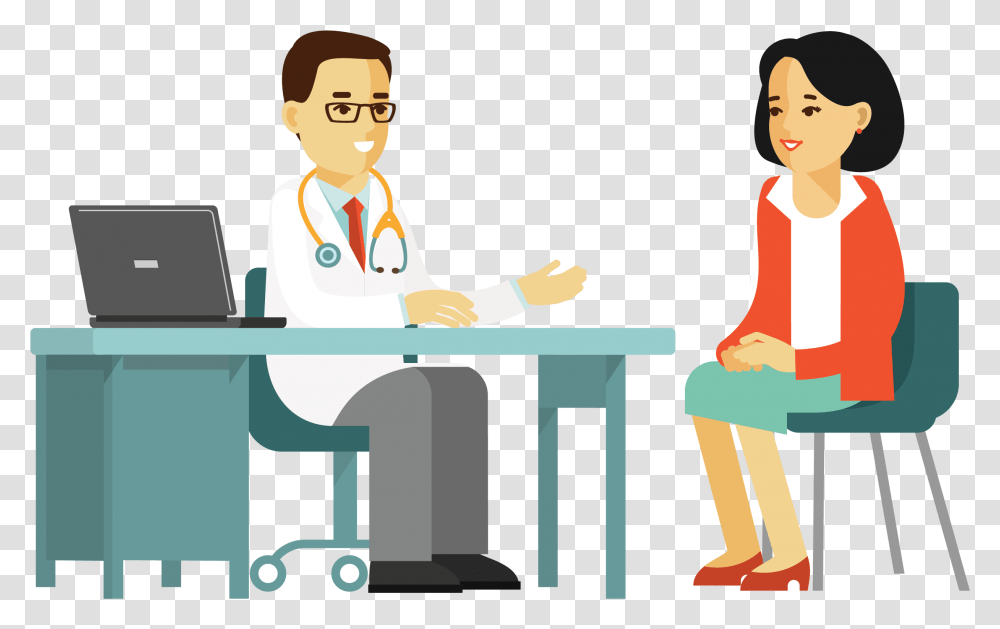 Doctor With Patient Illustration, Sitting, Person, Human, Interview Transparent Png