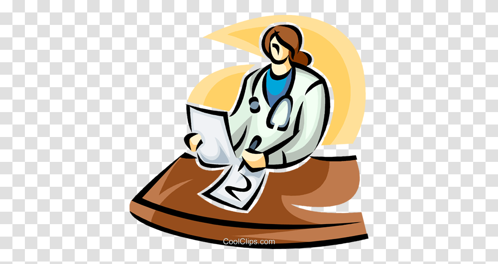 Doctor Writing A Report Royalty Free Vector Clip Art Illustration, Kneeling, Cleaning, Worker, Washing Transparent Png