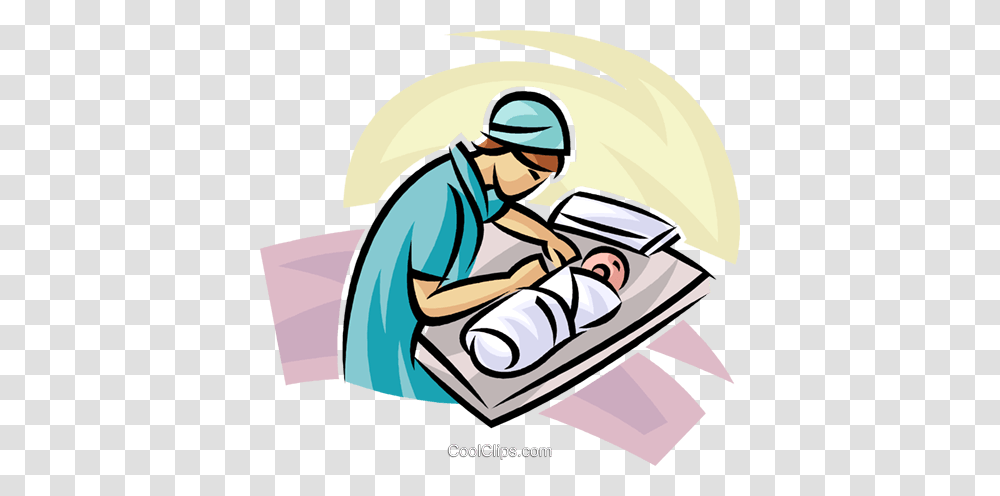Doctornurse With A Newborn Royalty Free Vector Clip Art, Washing, Outdoors, Reading, Sewing Transparent Png