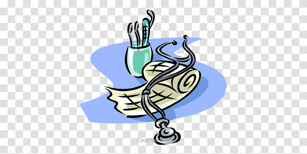 Doctors Stethoscope With Notepad Royalty Free Vector Clip Art, Doodle, Drawing, Cutlery Transparent Png