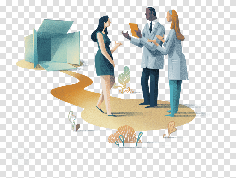 Doctors Talking Next To A Box, Person, Coat Transparent Png