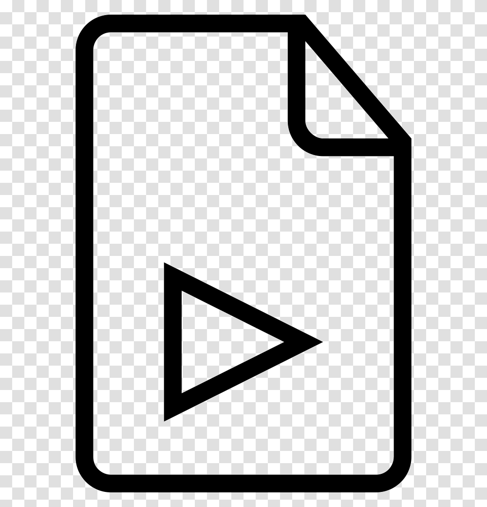 Document Play Outlined Interface Symbol Icon Free Download, Triangle, Label, Rug Transparent Png