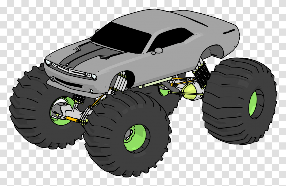 Dodge Challenger Truck Monster Car Clipart Monster Truck, Tire, Wheel, Machine, Car Wheel Transparent Png