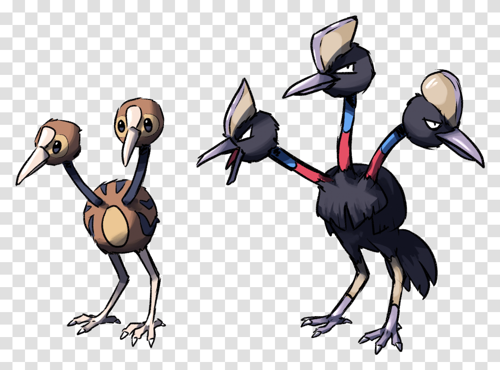 Dodrio Alola Pokemon Go, Animal, Bird, Flamingo, Dodo Transparent Png