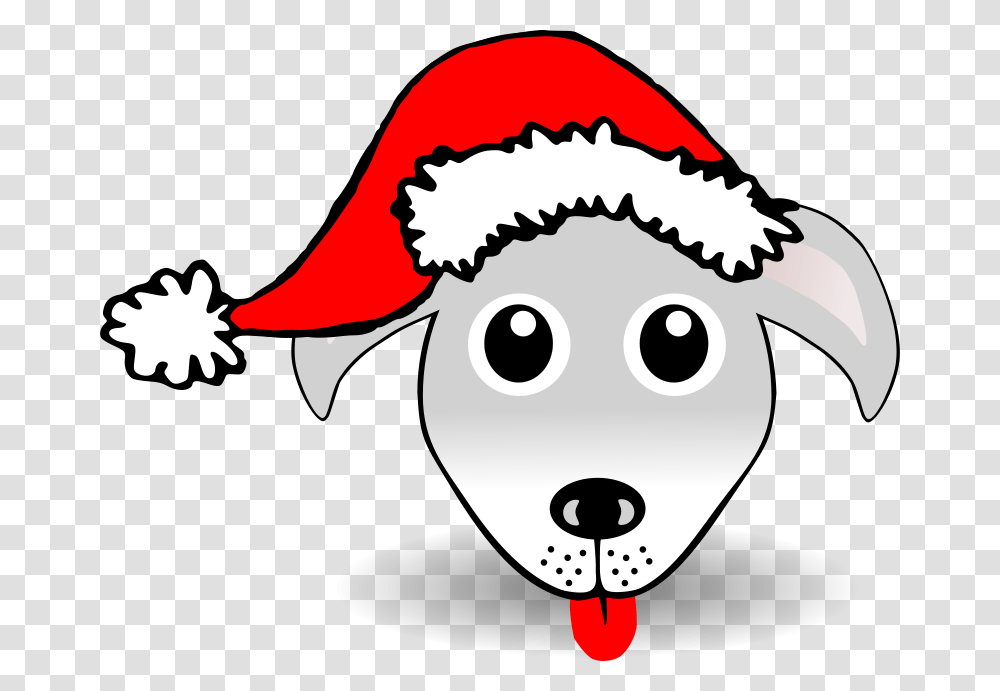 Dog 01 Face Cartoon Grey With Santa Hat, Animals, Mammal, Stencil Transparent Png