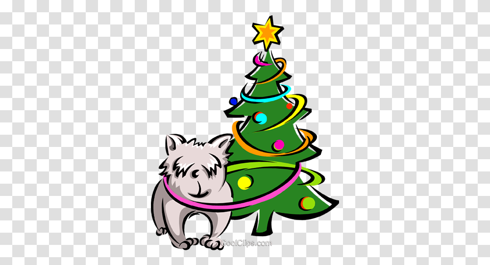 Dog And Christmas Tree Royalty Free Vector Clip Art Arvore De Natal De Cachorro, Plant, Ornament, Star Symbol Transparent Png