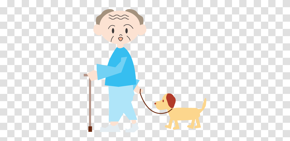 Dog And Grandpa Cartoon, Hand, Performer, Stick Transparent Png