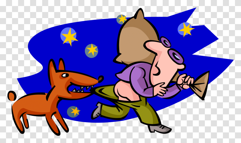 Dog Attacks Escaping Burglar Thief Cartoon, Graphics, Text, Diwali, Animal Transparent Png
