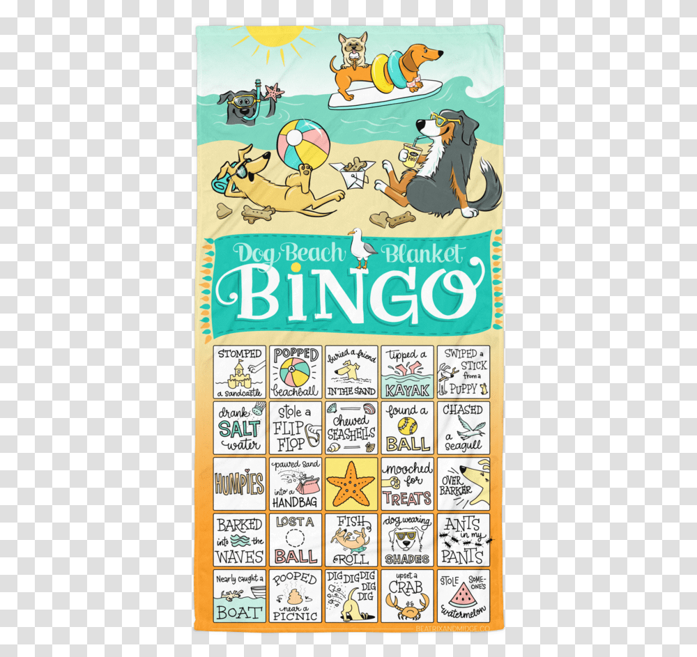 Dog Beach Blanket Bingo Towel Towel, Advertisement, Poster, Flyer, Paper Transparent Png