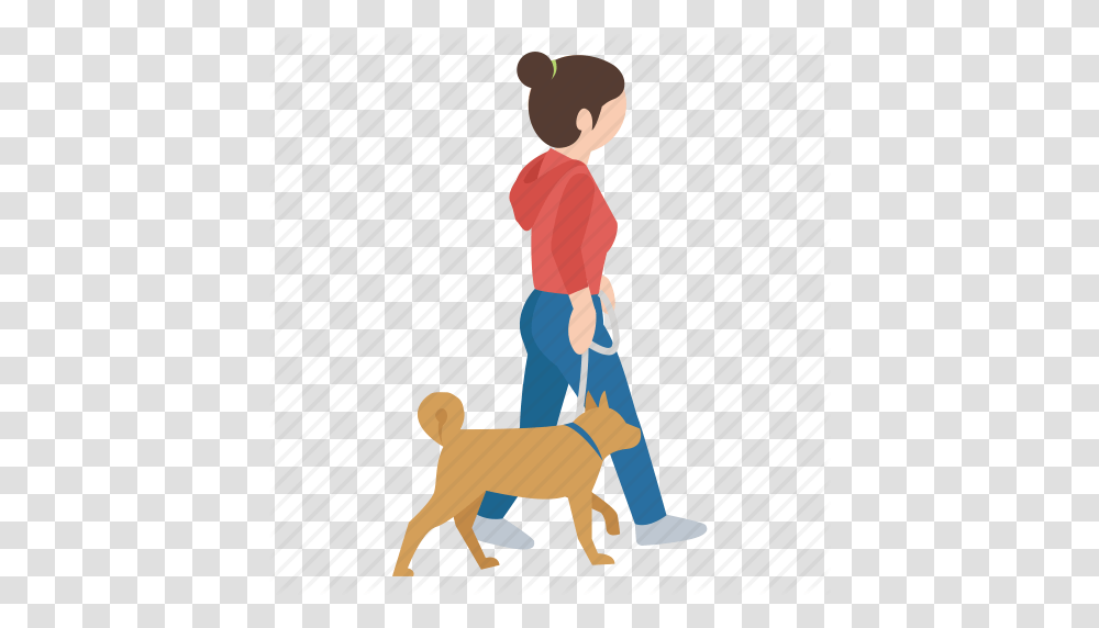 Dog Female Girl Person Street Walker Walking Icon, Standing, Pet, Animal, Canine Transparent Png