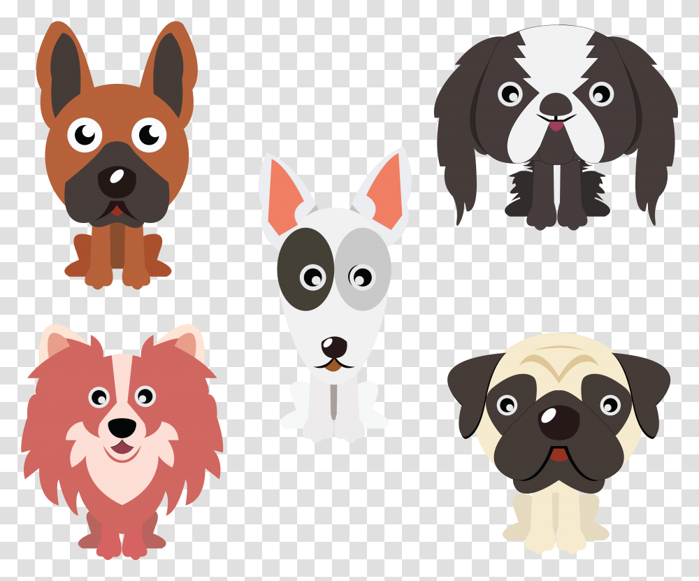 Dog Flat Design 5 Vector Icon Bundle Animal Figure, Mammal, Pet, Canine, Face Transparent Png