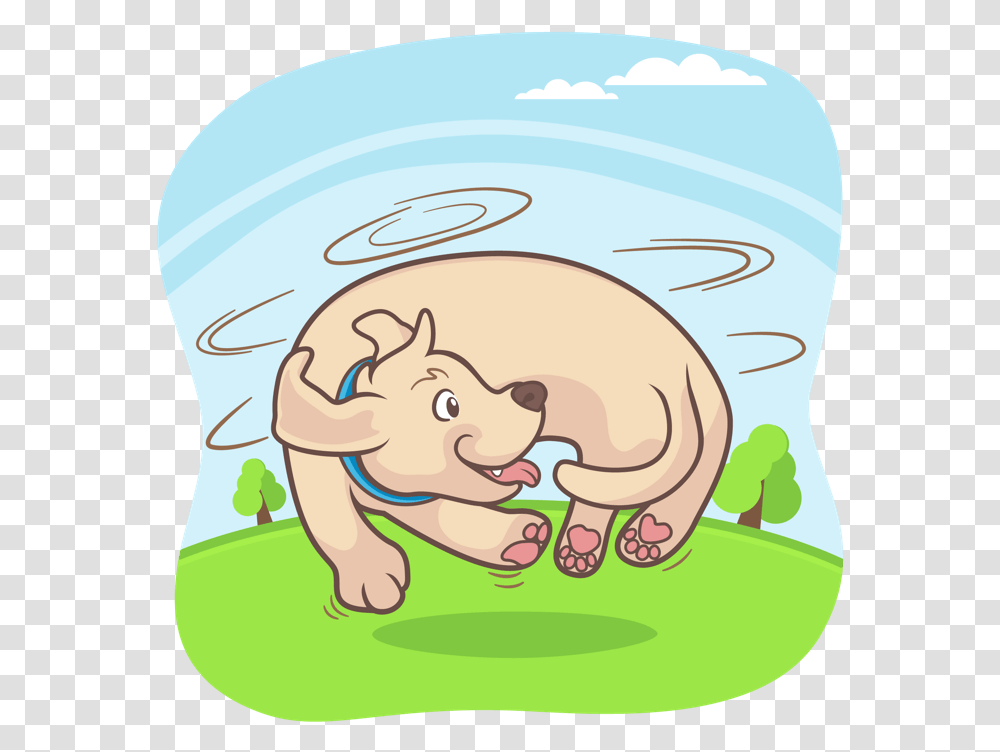 Dog In A Park Chasing Its Own Tail Cartoon, Indoors, Room, Bathroom, Toilet Transparent Png