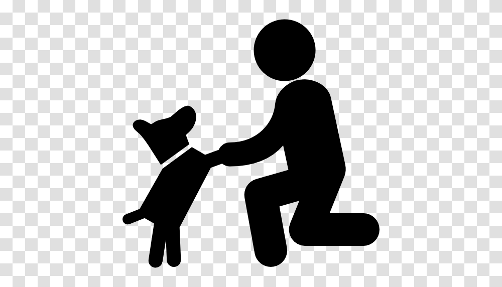 Dog In Front Of A Man, Person, Human, Silhouette, Hand Transparent Png