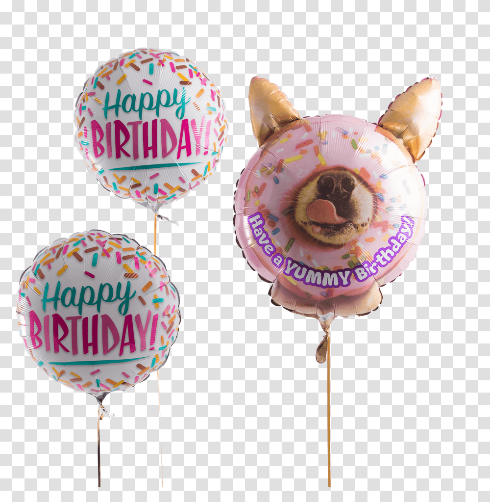 Dog In The Donut Happy Birthday Bunch Do Happy Birthday Balloons, Apparel, Hat, Candy Transparent Png