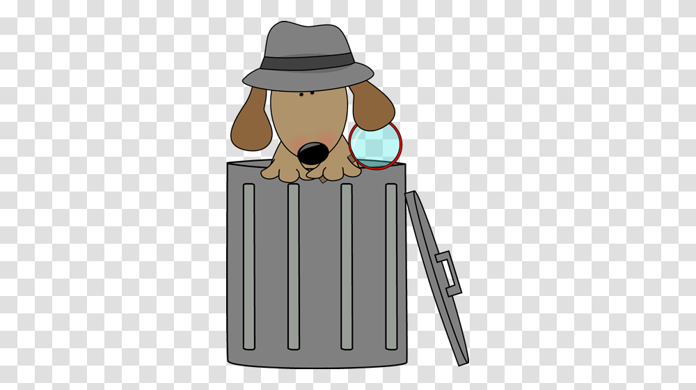 Dog Looking For Clues In A Trash Can Animal Clipart, Tin Transparent Png