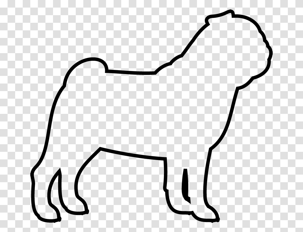 Dog Outline Outline Of A Pug, Silhouette, Mammal, Animal, Bow Transparent Png