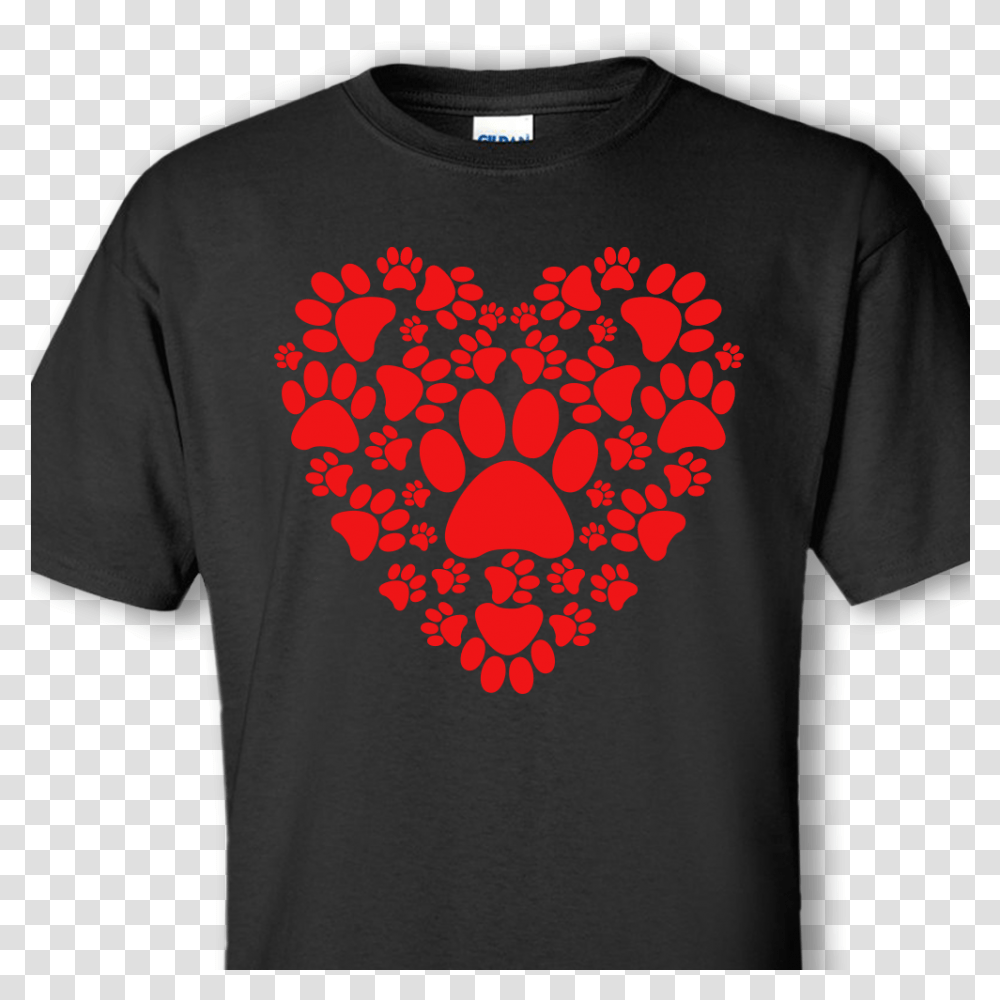 Dog Paw Prints In The Shape Of A Heart Custom T Shirt, Clothing, Apparel, Sleeve, T-Shirt Transparent Png
