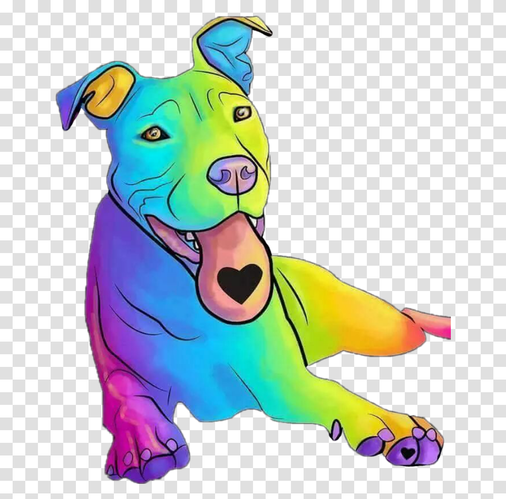 Dog Pitbull Rainbowcolors Lovedogs Lovepitbull, Mouth, Lip, Mammal, Animal Transparent Png
