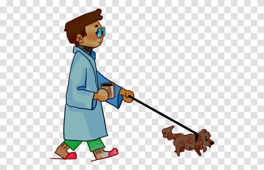 Dog Walker Illustration, Person, Human, Apparel Transparent Png