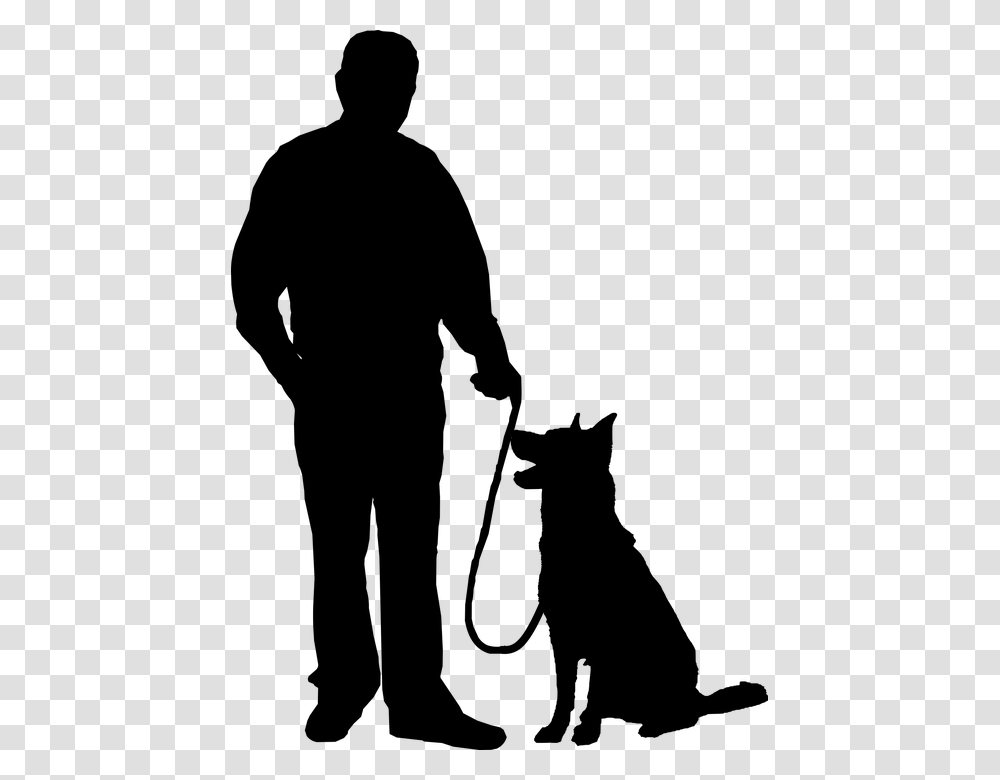 Dog Walking Animal Canine Friendship Guard Human Man Walking Dog Silhouette, Gray, World Of Warcraft Transparent Png
