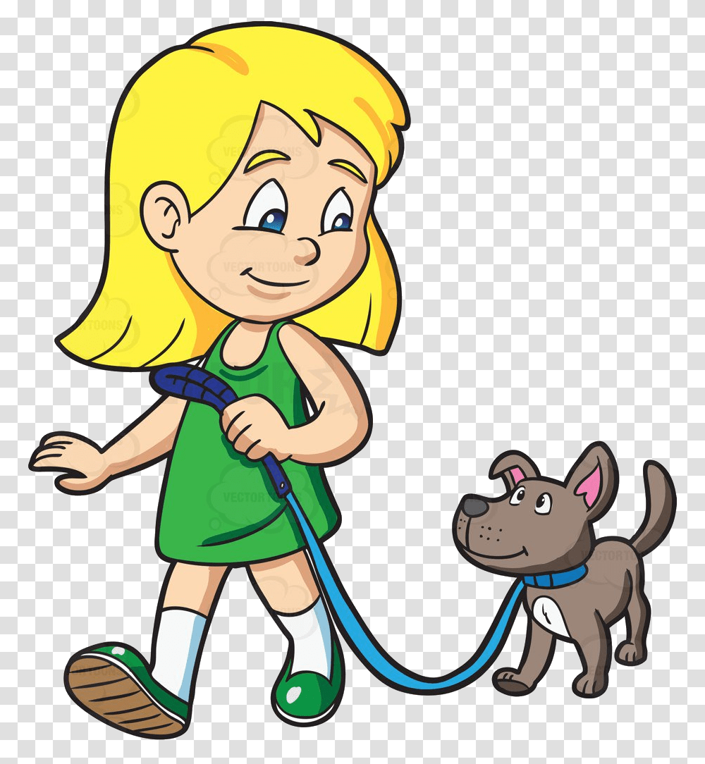 Dog Walking Girl Clipart Free Best Girl Walking Dog Clipart, Person, Human, Elf, Cleaning Transparent Png