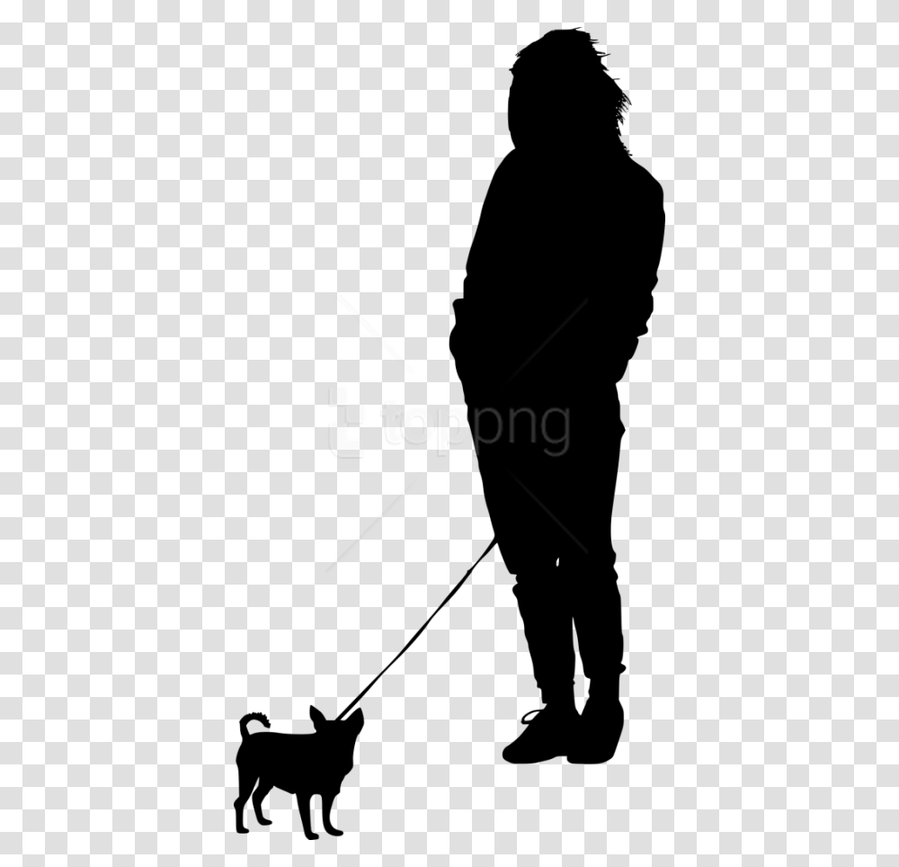Dog Walking Silhouette Person Walking Dog Silhouette Clipart, Ninja, People, Cat, Pet Transparent Png