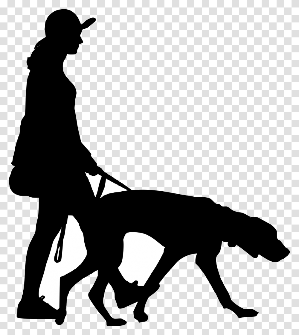Dog Walking Walker Silhouette At Getdrawingscom Free Walking People Silhouette, Person, Human, Kneeling, Stencil Transparent Png