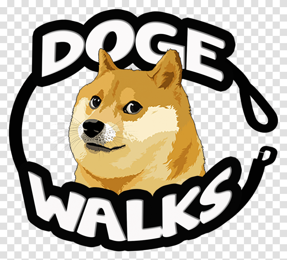 Doge Walks LogoStyle Max Height Shiba Inu, Label, Mammal, Animal Transparent Png