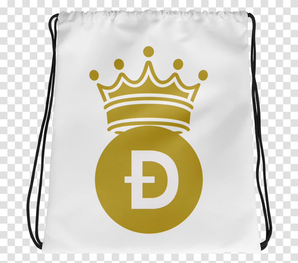 Dogecoin D Symbol With Crown Drawstring Bag Background King Crown, Word, Text, Number, Logo Transparent Png