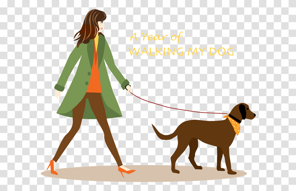 Dogs Walking Download Free Clip Art Lady Walking Dog Illustration, Person, Clothing, Coat, Animal Transparent Png