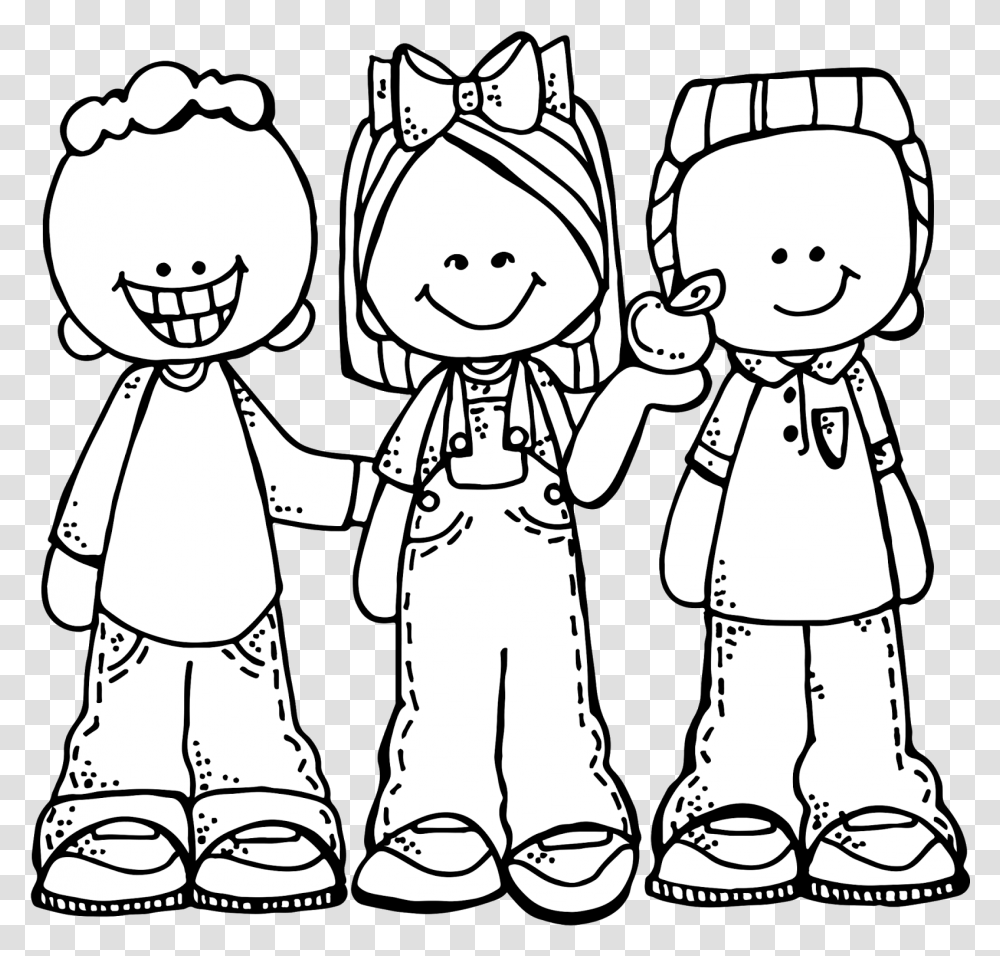 Doing Black And White Back To School Melonheadz Clipart Black And White, Family, Hand, Drawing Transparent Png