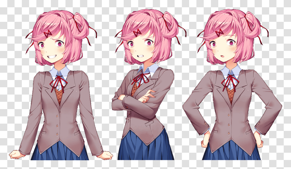 Doki Doki Literature Club Natsuki, Manga, Comics, Book, Person Transparent Png