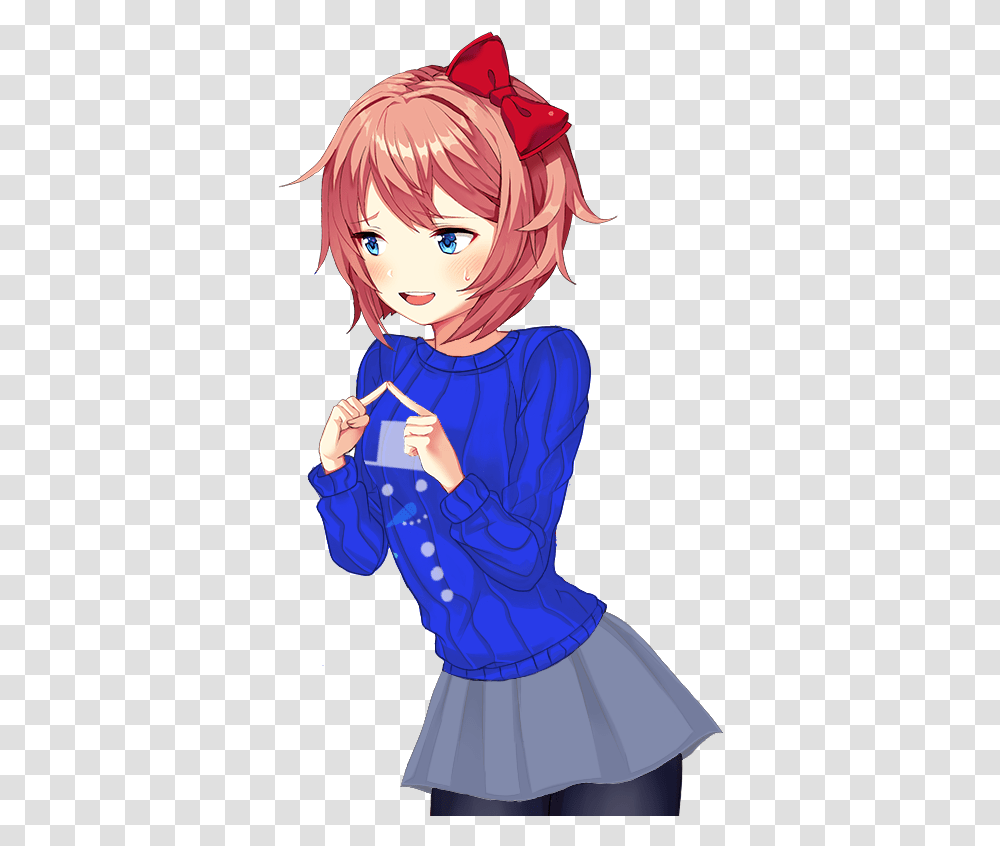 Doki Doki Literature Club Sayori, Manga, Comics, Book, Female Transparent Png