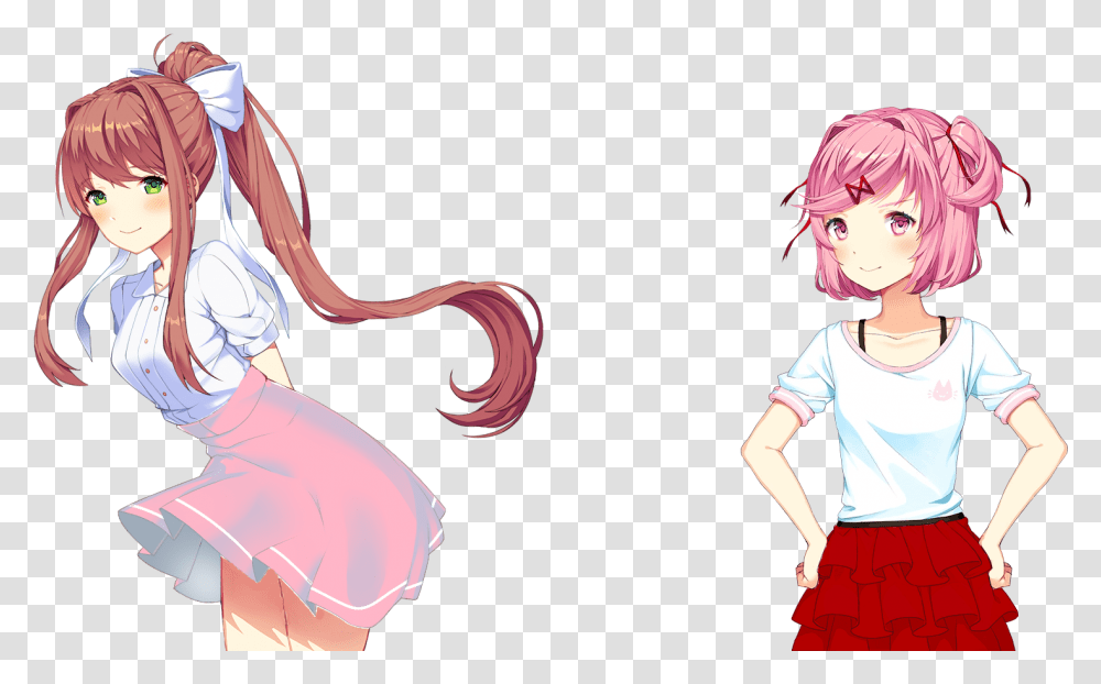 Doki Literature Club Monika Outfit Monika With Yuri Face, Comics, Book, Manga, Person Transparent Png