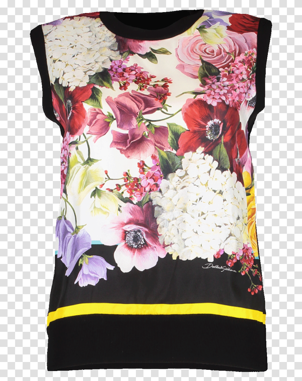 Dolce Amp Gabbana Floral Print Silk Front Shell In Black Hydrangea, Pillow, Cushion, Blouse Transparent Png