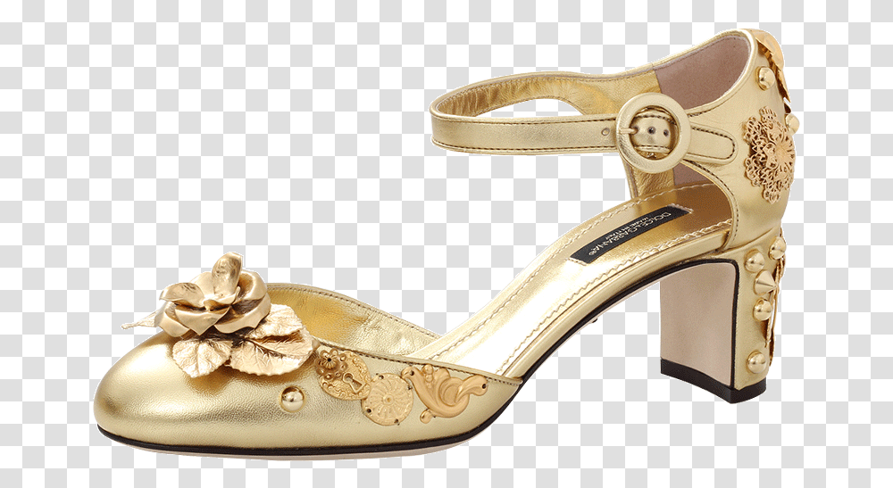 Dolce Gabbana Gold Heel Sandal, Apparel, Footwear, Shoe Transparent Png