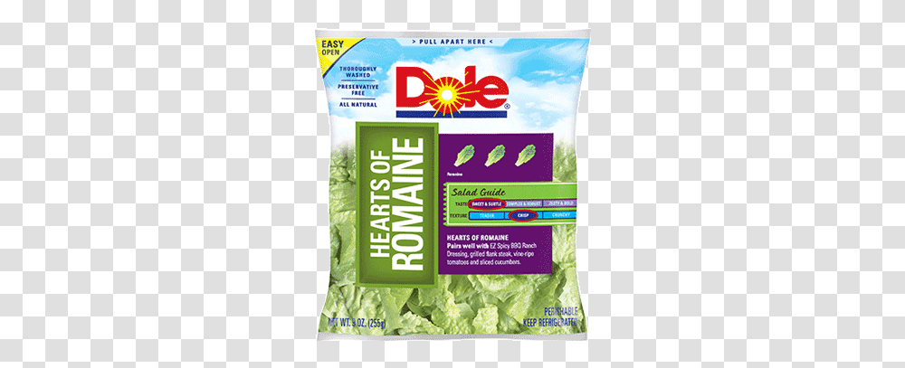 Dole Hearts Of Romaine Lettuce 10 Oz Spinach Raw In Bag, Plant, Vegetable, Food, Flyer Transparent Png