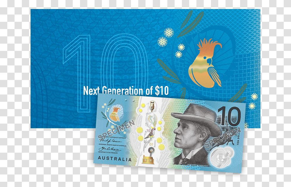 Dollar Bill New 10 Note Australia, Hat, Person, Human Transparent Png