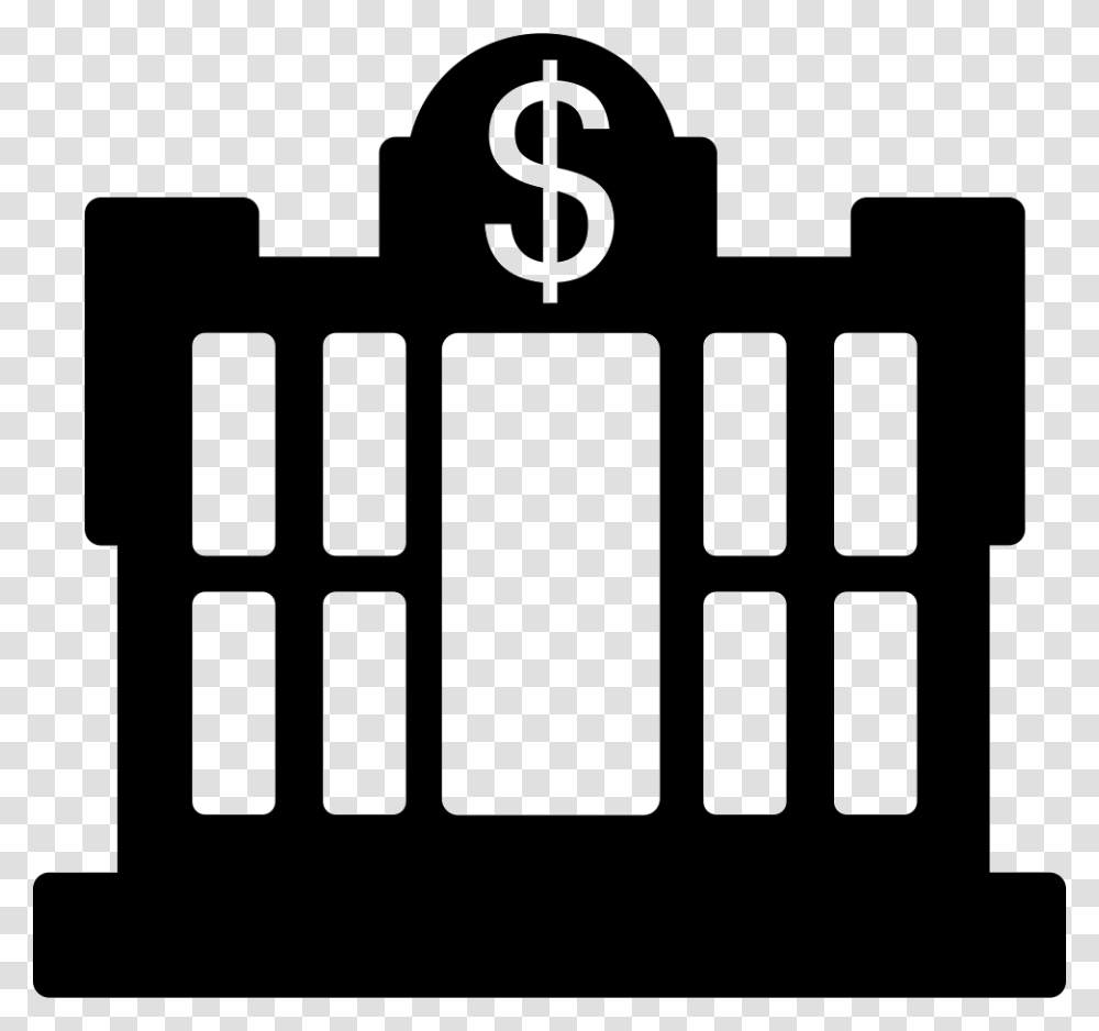 Dollar Central Bank Building Icon Banco, Stencil, Number Transparent Png