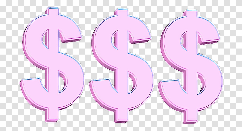 Dollar Clipart Tumblr Money Pink Money Sign Gif, Purple, Number Transparent Png