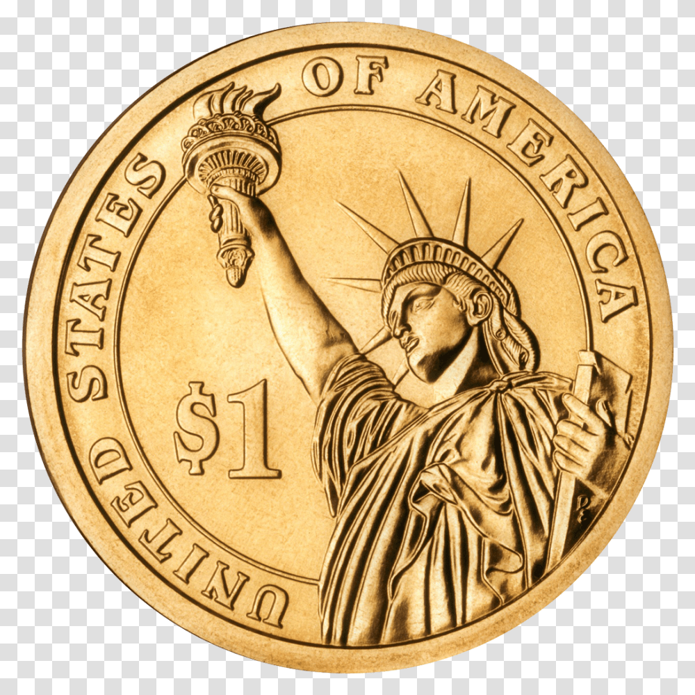 Dollar Coin Image 1 Dollar Coin, Money, Gold, Person, Human Transparent Png