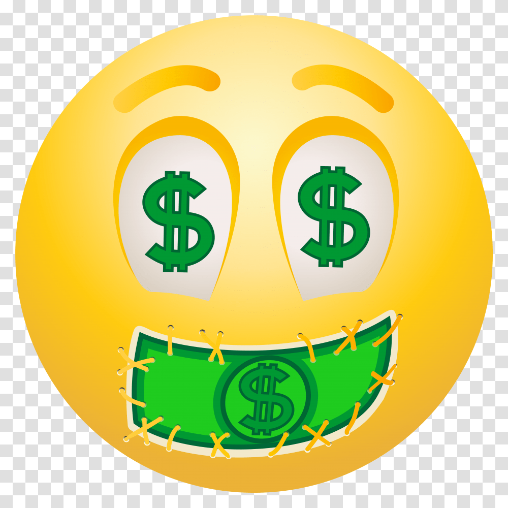 Dollar Face Emoticon Emoji Clipart Info Dollar Face Emoji, Label, Number Transparent Png